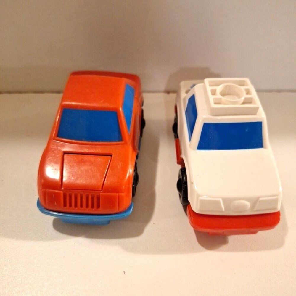 Fisher Price Flip Track Rail Ambulance & Red Blue Car 1992 3" Replacement Lot - Picture 2 of 9